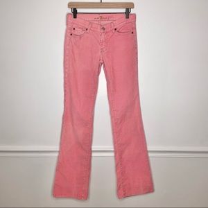 7 For All Mankind Pink Corduroy Flare Leg Pants 28